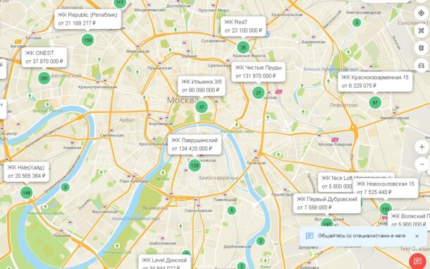 Интерактивная карта подбора недвижимости в Москве