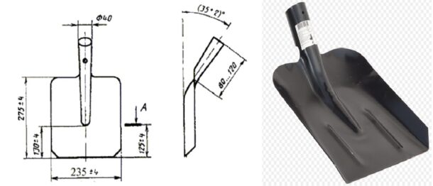 Размеры совковой лопаты согласно ГОСТа